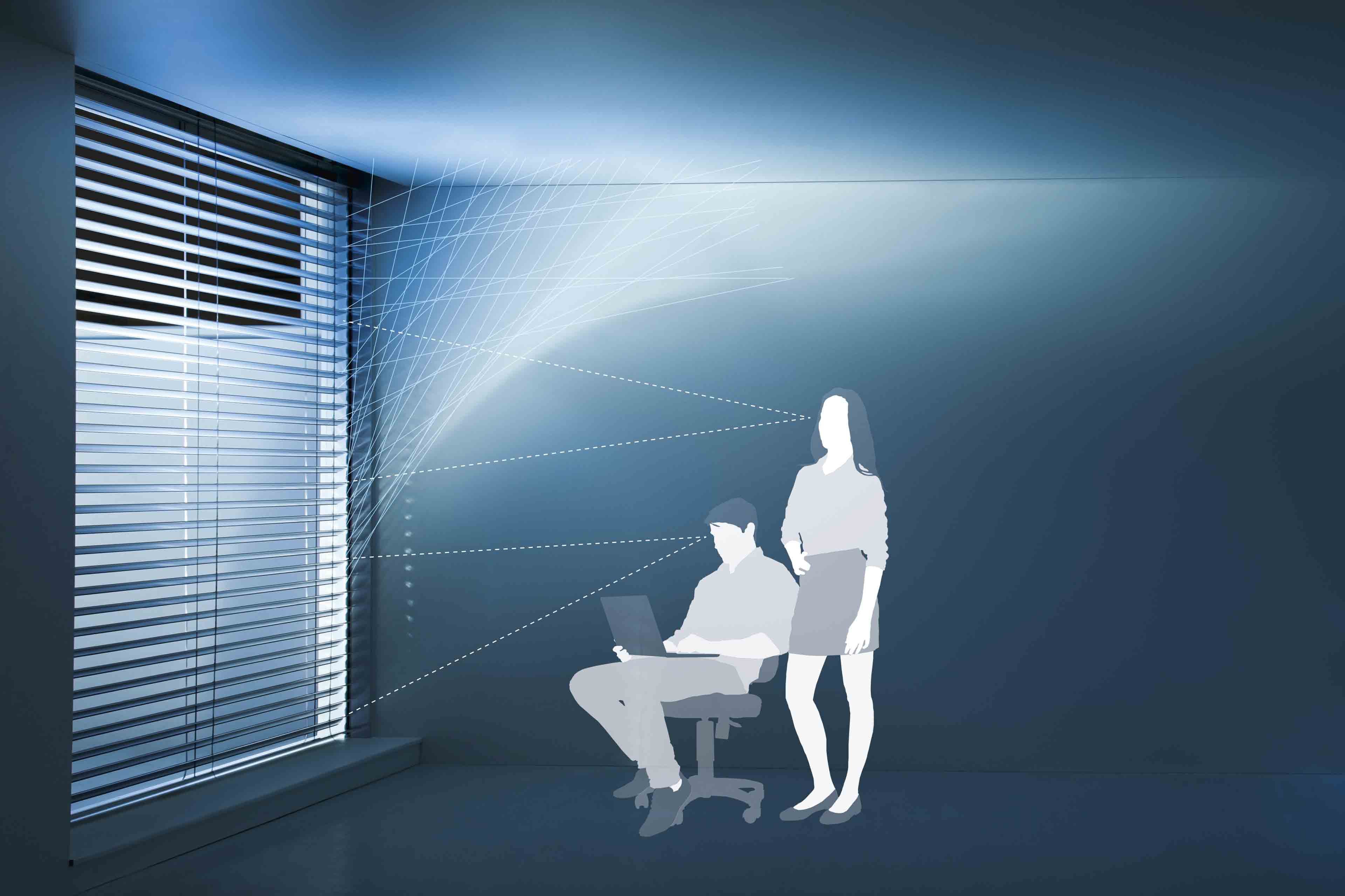 Napfényirányítás szimulációja napos szobában